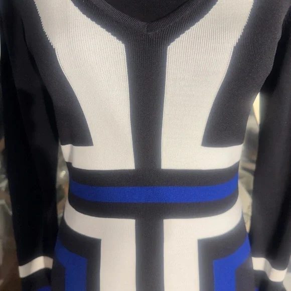 INC International Concepts Black, White, and Blue Mini Dress - Picture 2 of 7